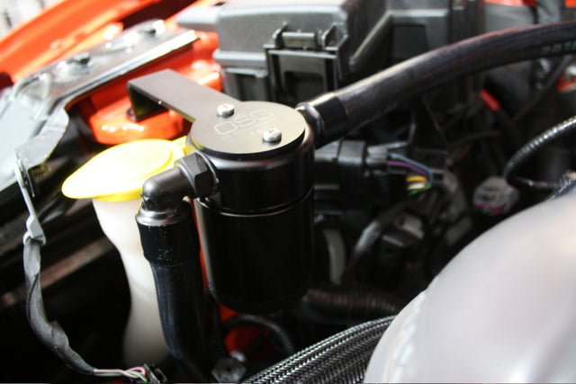 J&L 15-23 Ford Mustang GT/15-20 Ford Mustang GT350 Passenger Side Oil Separator 3.0 - Black Anodized J&L Oil Separators  AXOPROS
