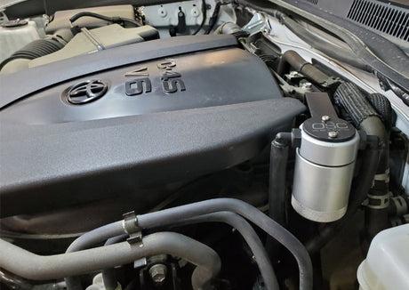 J&L 16-23 Toyota Tacoma 3.5L Driver Side Oil Separator 3.0 - Clear Anodized J&L Oil Separators  AXOPROS