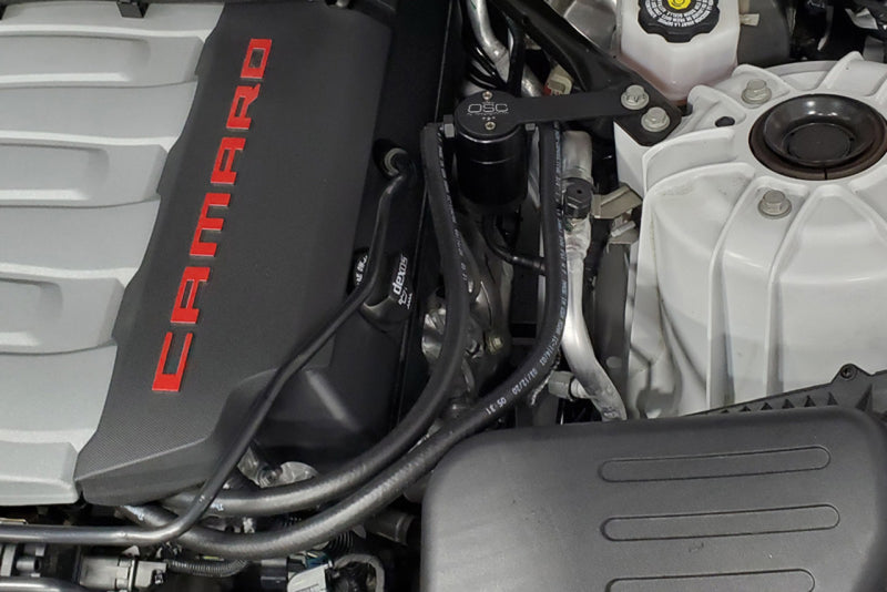 J&L 16-24 Chevrolet Camaro LT1 6.2L Driver Side Oil Separator 3.0 - Black Anodized J&L Oil Separators  AXOPROS