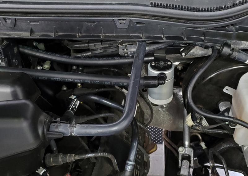 J&L 17-22 Ford F-250 6.2L/7.3L Passenger Side Oil Separator 3.0 - Clear Anodized J&L Oil Separators  AXOPROS