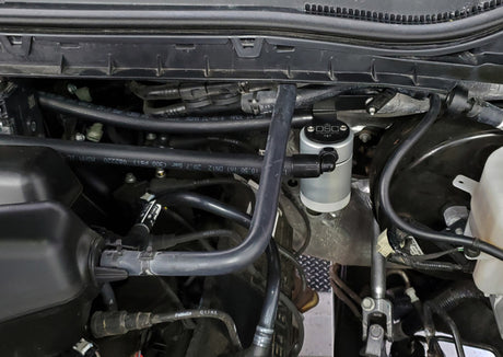 J&L 17-22 Ford F-250 6.2L/7.3L Passenger Side Oil Separator 3.0 - Clear Anodized J&L Oil Separators  AXOPROS
