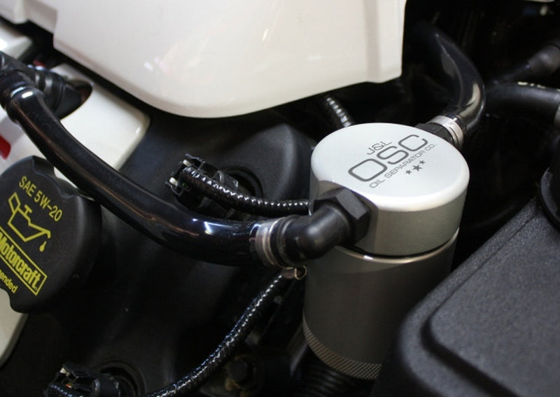 J&L 2011-2017 Mustang GT; 2015-2020 GT350 Passenger Side Oil Separator 3.0 - Clear Anodized J&L Oil Separators  AXOPROS