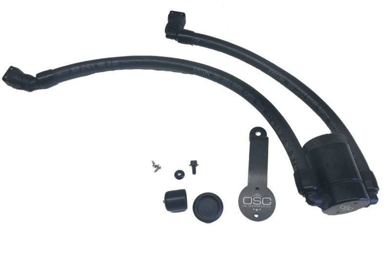 J&L 2018-2023 Ford Mustang GT Driver Side Oil Separator 3.0 - Black Anodized J&L Oil Separators  AXOPROS