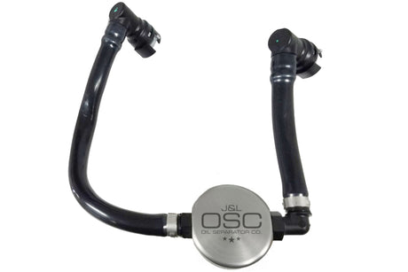 J&L 2018-2023 Ford Mustang GT Passenger Side Oil Separator 3.0 - Clear Anodized J&L Oil Separators  AXOPROS