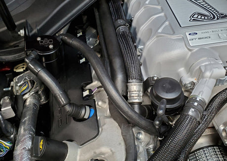 J&L 2020-2022 Ford Mustang GT500 Passenger Side Oil Separator 3.0 - Black Anodized J&L Oil Separators  AXOPROS