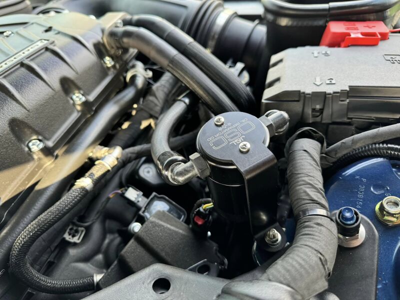J&L 24-25 Ford Mustang GT w/ Whipple Supercharger Oil Separator 3.0 PCV Side - Black Anodized J&L Oil Separators  AXOPROS