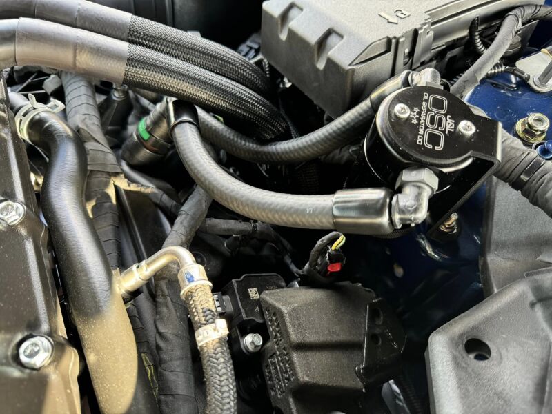 J&L 24-25 Ford Mustang GT w/ Whipple Supercharger Oil Separator 3.0 PCV Side - Black Anodized J&L Oil Separators  AXOPROS