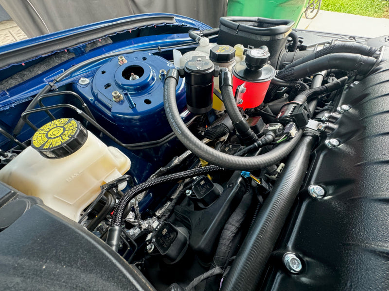 J&L 24+ Ford Mustang 5.0L (w/ Whipple Supercharger) Oil Separator - 3.0 CCV Side Black Anodized J&L Oil Separators  AXOPROS
