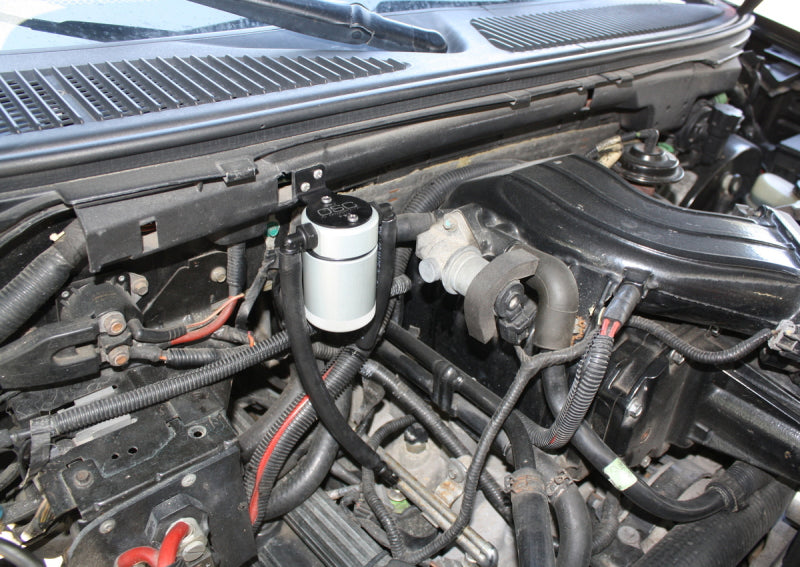 J&L 99-04 Ford Lightning Passenger Side Oil Separator 3.0 - Clear Anodized J&L Oil Separators  AXOPROS
