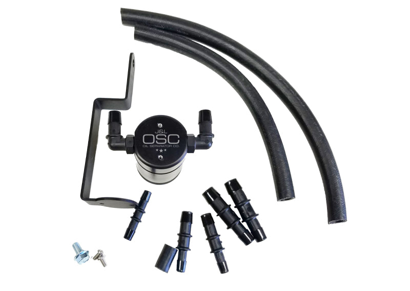 J&L 99-04 Ford Mustang GT Passenger Side Oil Separator 3.0 - Black Anodized J&L Oil Separators  AXOPROS