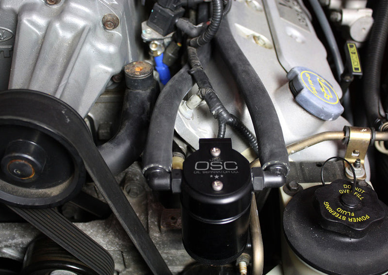 J&L 99-04 Ford Mustang SVT Cobra Driver Side Oil Separator 3.0 - Black Anodized J&L Oil Separators  AXOPROS
