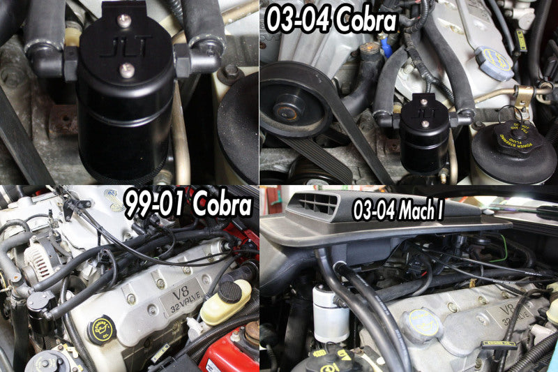 J&L 99-04 Ford Mustang SVT Cobra Driver Side Oil Separator 3.0 - Black Anodized J&L Oil Separators  AXOPROS