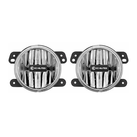 KC HiLiTES 10-18 Jeep JK 4in. Gravity G4 LED Light 10w SAE/ECE Clear Fog Beam (Pair Pack System) KC HiLiTES Fog Lights  AXOPROS