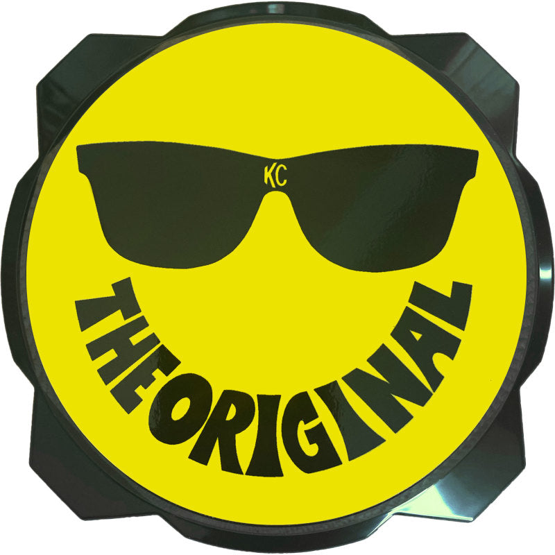 KC HiLiTES 6in. Hard Cover for Gravity Pro6 LED Lights (Single) - Smiley Face- Yellow/Black KC Logo KC HiLiTES Light Covers and Guards  AXOPROS