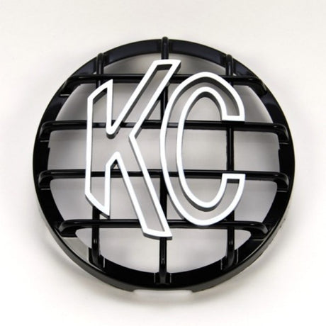 KC HiLiTES 6in. Round ABS Stone Guard for SlimLite/Daylighter Lights (Single) - Black/White KC Logo KC HiLiTES Light Covers and Guards  AXOPROS
