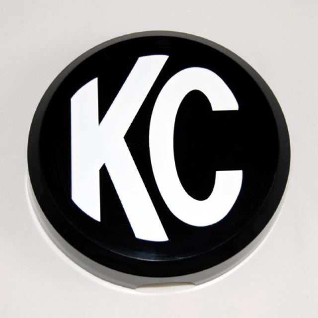 KC HiLiTES 6in. Round Hard Cover for Daylighter/SlimLite/Pro-Sport (Single) - Black w/White KC Logo KC HiLiTES Light Covers and Guards  AXOPROS