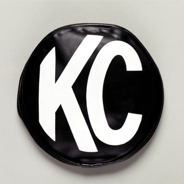 KC HiLiTES 6in. Round Soft Cover (Pair) - Black w/White KC Logo KC HiLiTES Light Covers and Guards  AXOPROS