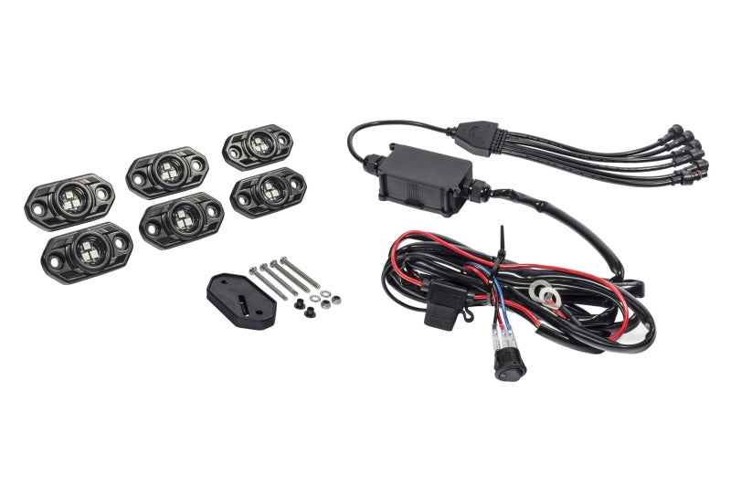 KC HiLiTES C-Series RGB LED Rock Light Kit (Incl. Wiring) - Set of 6 KC HiLiTES Light Bars & Cubes  AXOPROS