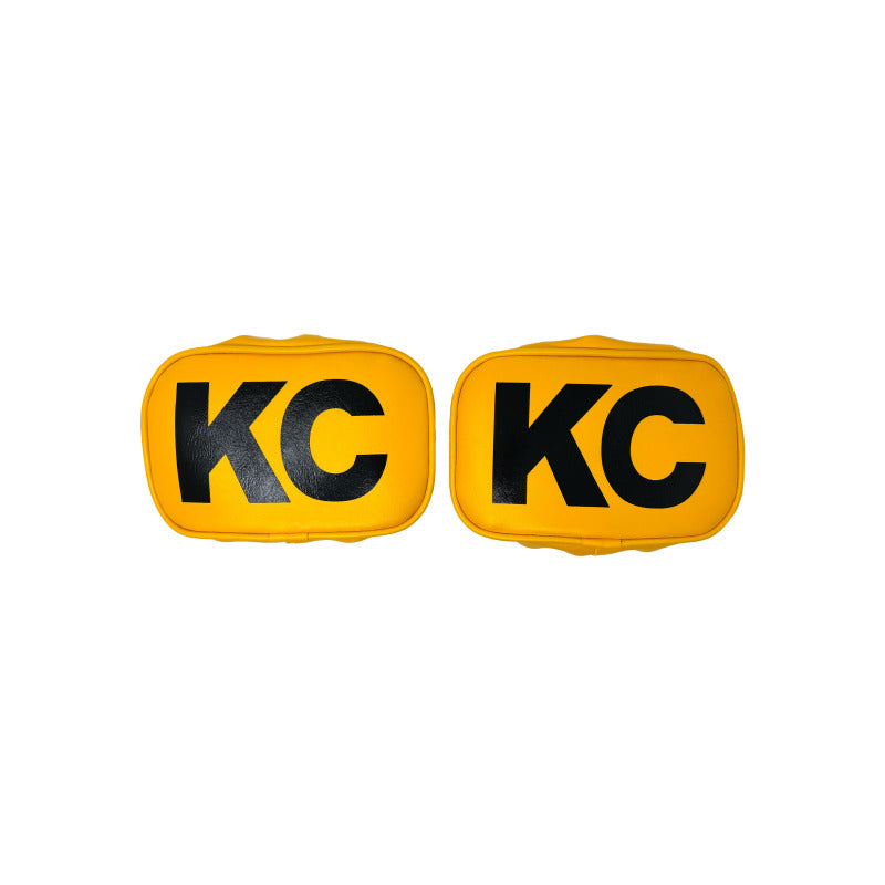 KC HiLiTES Retro 5in x 7in Rectangular Yellow Vinyl Light Cover w/ Black KC Logo (Pair) KC HiLiTES Light Covers and Guards  AXOPROS