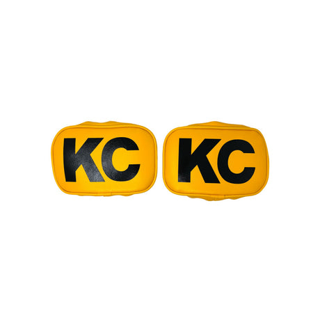 KC HiLiTES Retro 5in x 7in Rectangular Yellow Vinyl Light Cover w/ Black KC Logo (Pair) KC HiLiTES Light Covers and Guards  AXOPROS