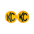 KC HiLiTES Retro 8in Round Yellow Vinyl Light Cover w/ Black KC Logo (Pair) KC HiLiTES Light Covers and Guards  AXOPROS