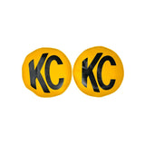 KC HiLiTES Retro 8in Round Yellow Vinyl Light Cover w/ Black KC Logo (Pair) KC HiLiTES Light Covers and Guards  AXOPROS
