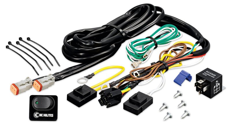 KC HiLiTES Wiring Harness w/40 AMP Relay & LED Rocker Switch (Up to 2 - 130w Lights) KC HiLiTES Light Accessories and Wiring  AXOPROS