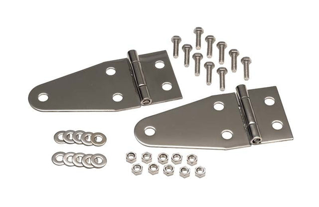 Kentrol 55-95 Jeep CJ/Wrangler YJ Hood Hinge Pair - Polished Silver Kentrol Hoods  AXOPROS