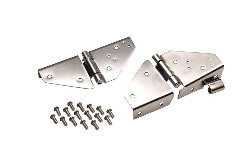 Kentrol 76-95 Jeep CJ/Wrangler YJ Windshield Hinge Pair - Polished Silver Kentrol Windows  AXOPROS