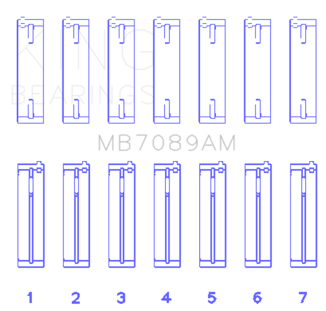 King Audi/Volkswagen ABV/AES/AUE Crankshaft Main Bearing Set (Set of 7) - Size STD King Engine Bearings Bearings  AXOPROS