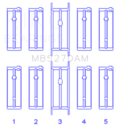 King Chrysler 148/148 Turbo DOHC 16V/Jeep 148 DOHC 16V Main Bearing Set - Size STD King Engine Bearings Bearings  AXOPROS