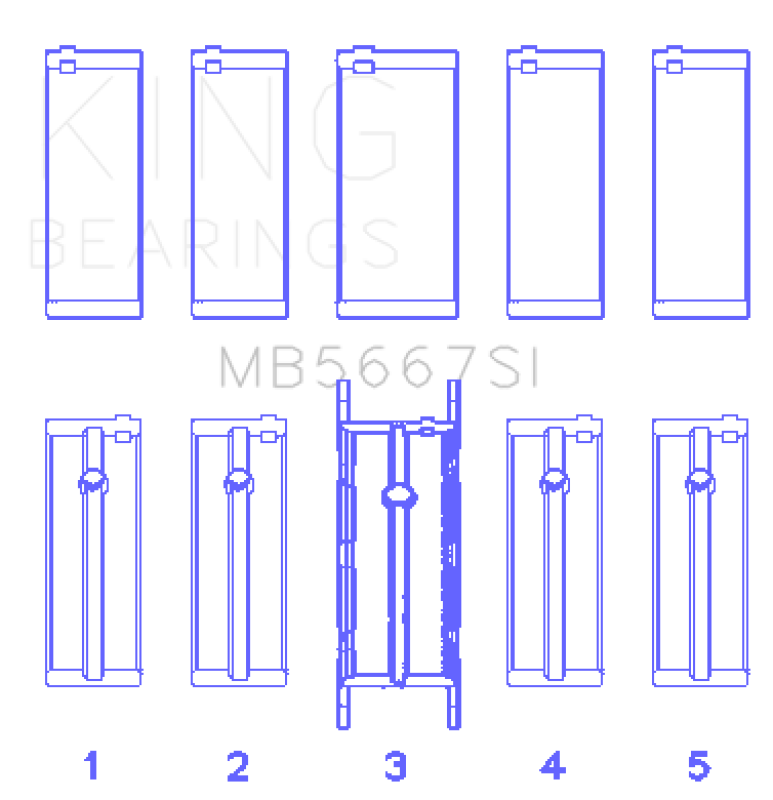 King Engine Bearings Mini W10B16A/W11B16A Silicon Bi-Metal Aluminum Main Bearing Set - Size +0.25mm King Engine Bearings Bearings  AXOPROS