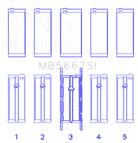 King Mini W10B16A/W11B16A Silicon Bi-Metal Aluminum Main Bearing Set - Size STD King Engine Bearings Bearings  AXOPROS