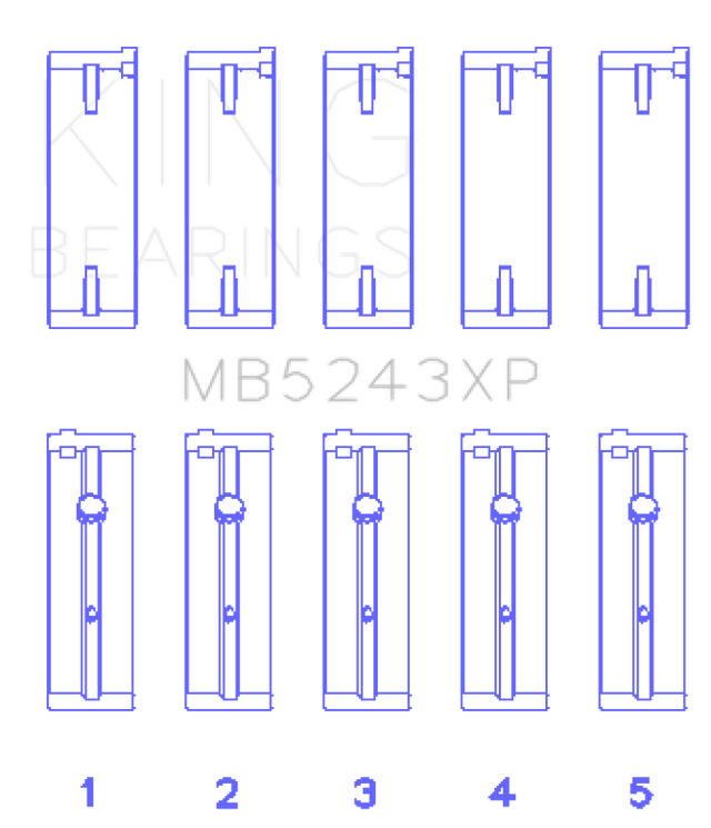 King Nissan SR20DE/DET (2.0L) Performance Main Bearing Set - Size +0.25mm King Engine Bearings Bearings  AXOPROS