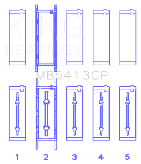 King Opel LNF/LSJ/L42/61/Z22SE Crankshaft Main Bearing Set (Set of 5) King Engine Bearings Bearings  AXOPROS