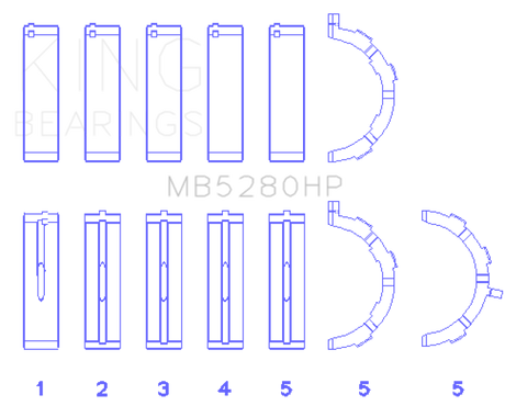 King Ford Prod. V8 4.6L/5.4L Will Not Fit 13-14 GT500 Performance Main Bearing Set - Size STD King Engine Bearings Bearings  AXOPROS