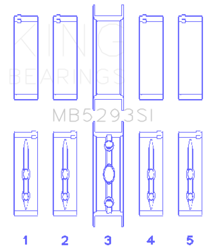 King GM 294/325/345/364CI 4.8/5.3/5.7/6.0L L20/LS1/LS2/LS4/LS6 Main Bearing Set - Size STD King Engine Bearings Bearings  AXOPROS