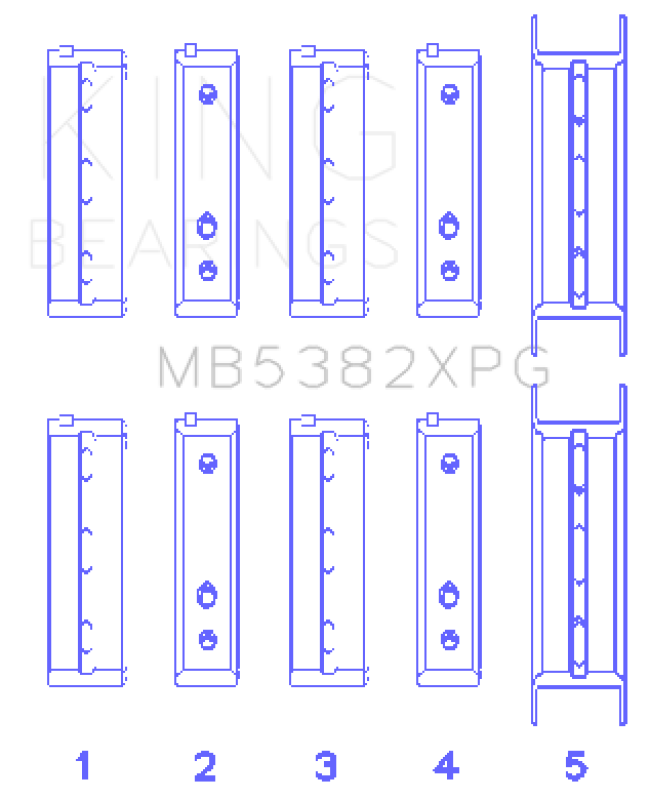 King Subaru EJ20/EJ22/EJ25 (Thrust in #5 Position) Tri-Metal Perf Main Bearing Set - Size +0.26mm King Engine Bearings Bearings  AXOPROS