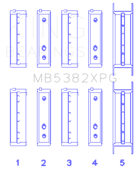King Subaru EJ20/EJ22/EJ25 (Thrust in #5 Position) Tri-Metal Perf Main Bearing Set - Size +0.26mm King Engine Bearings Bearings  AXOPROS