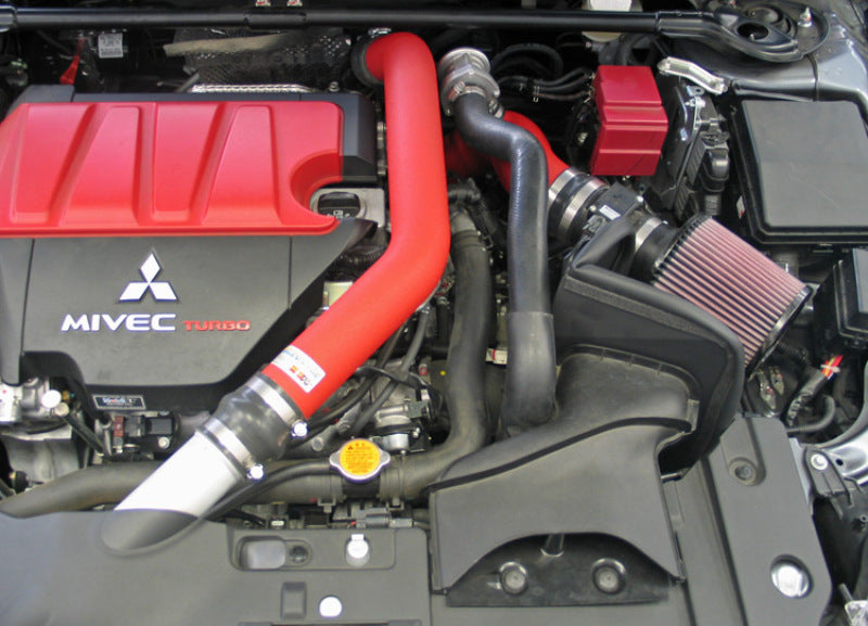 K&N 08-09 Mitsubishi Evo X Wrinkle Red Typhoon Short Ram Intake K&N Engineering Cold Air Intakes  AXOPROS