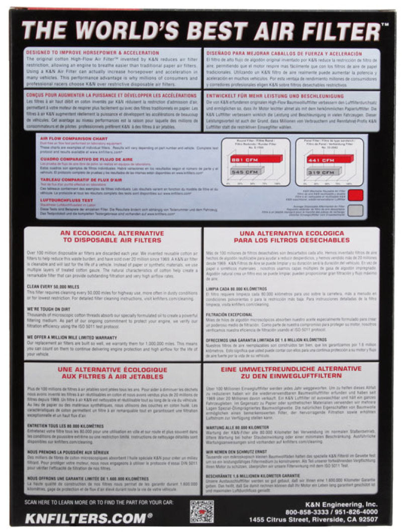 K&N 17-18 Hyundai Santa Fe Sport L4-2.4L F/I Drop In Air Filter K&N Engineering Air Filters - Drop In  AXOPROS