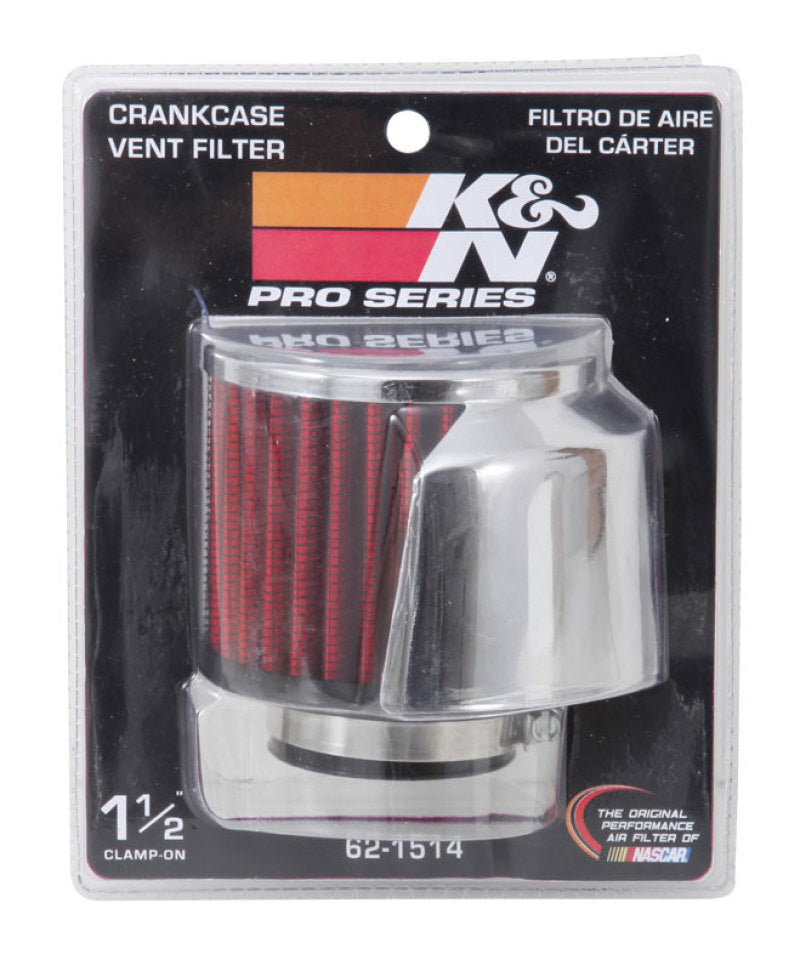 K&N 1.5in Flange ID x 3in OD x 2.5in Height Clamp On Crankcase Vent Filter K&N Engineering Air Filters - Universal Fit  AXOPROS