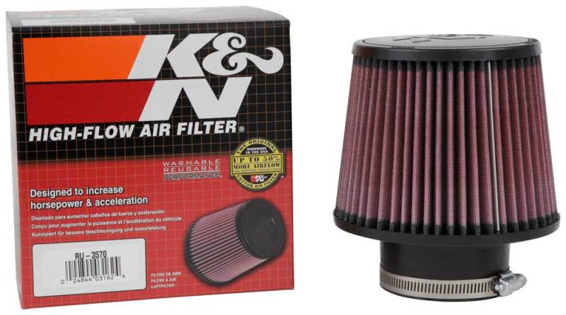 K&N Filter Universal Rubber Filter 3in Flange ID 6in Base OD 5.125in Top OD 5in Height K&N Engineering Air Filters - Universal Fit  AXOPROS