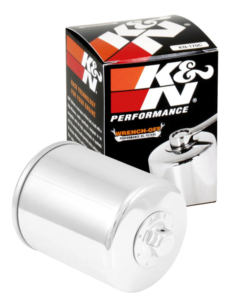 K&N Harley Davidson 3in OD x 4.063in H Chrome Oil Filter K&N Engineering Oil Filters  AXOPROS