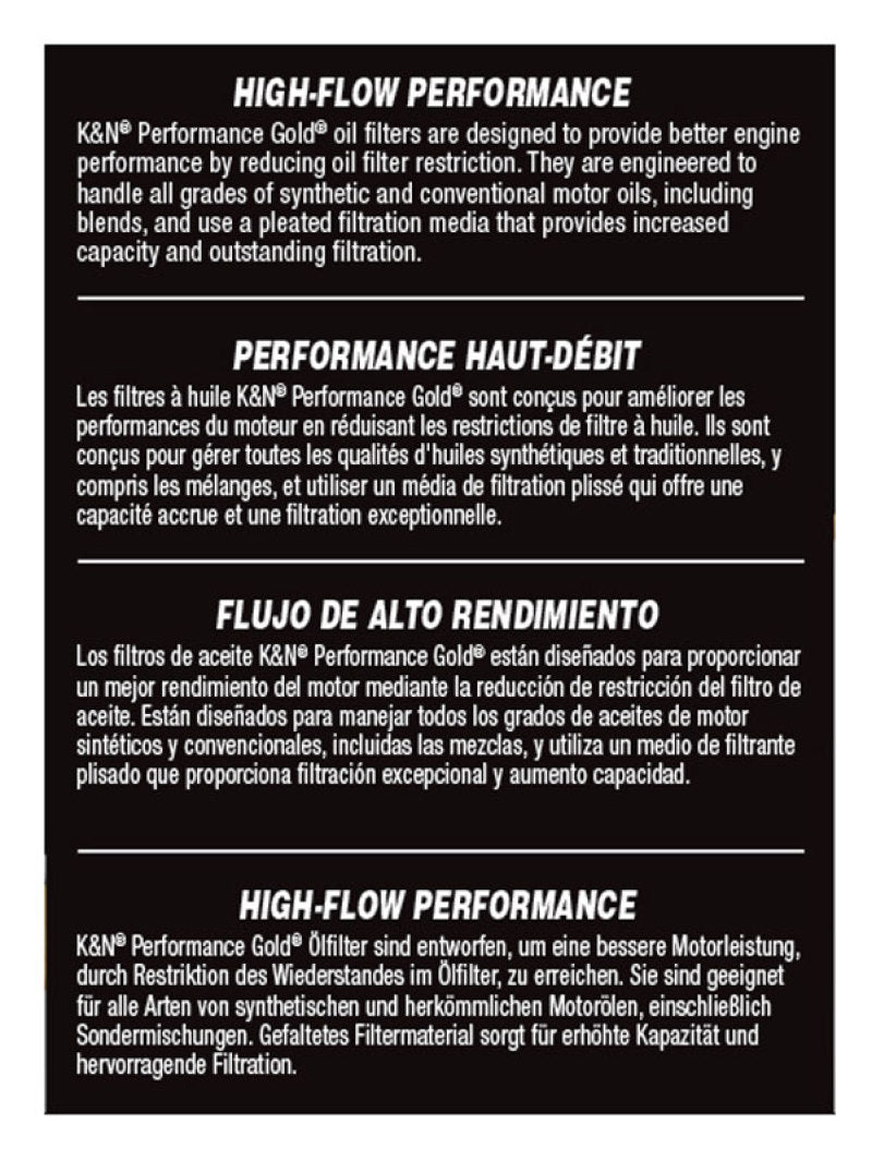 K&N Performance Oil Filter - 14-18 Fiat 500L 1.4L L4 Gas K&N Engineering Oil Filters  AXOPROS