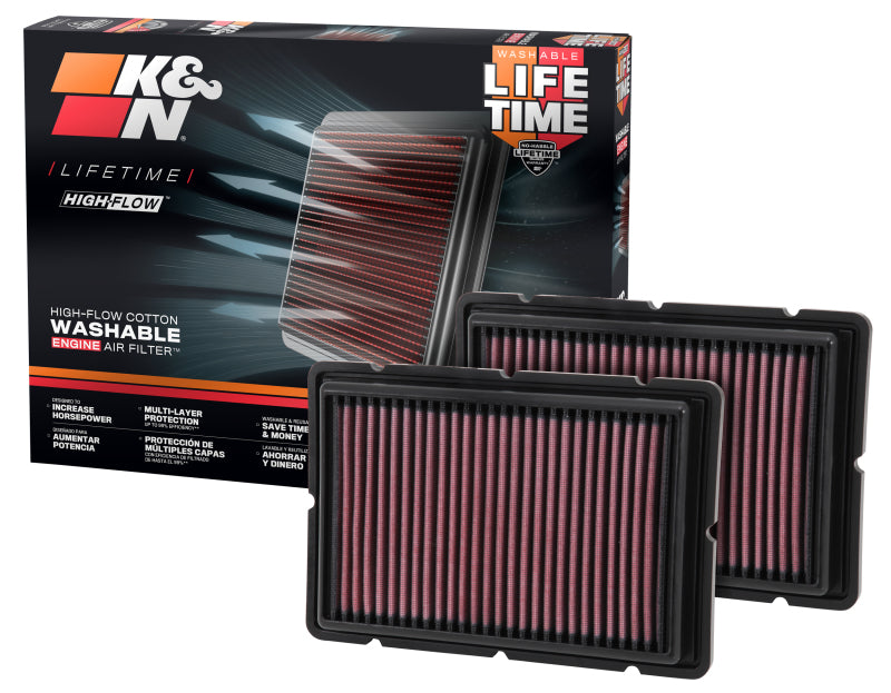 K&N Replacement Air Filter 05-09 Ferrari F360 11.125in O/S Length x 7.625 O/S Width x 1.313in H K&N Engineering Air Filters - Drop In  AXOPROS