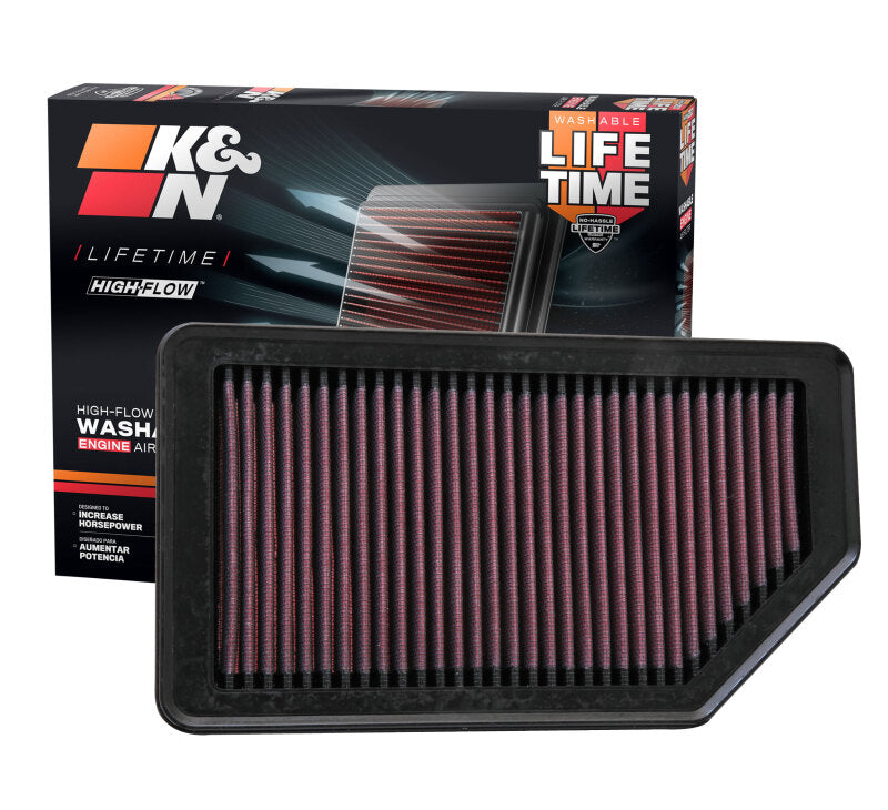 K&N Replacement Air Filter 10.625in O/S Length x 5.75in O/S Width x 1in Height K&N Engineering Air Filters - Drop In  AXOPROS
