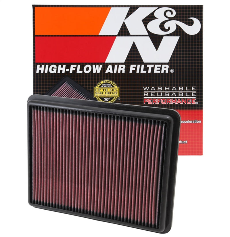 K&N Replacement Air Filter 11.75in O/S Length x 9in O/S Width x 1.188in H for 13 Hyundai Santa Fe K&N Engineering Air Filters - Drop In  AXOPROS