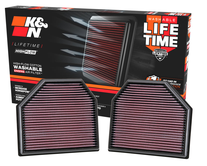 K&N Replacement Air Filter for 11-14 BMW M5/M6 4.4L V8 / 2015 M4/M3 3.0L I6  (2 per box) K&N Engineering Air Filters - Drop In  AXOPROS