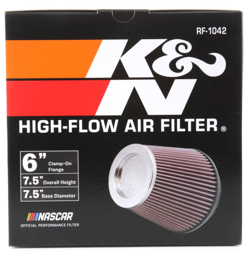 K&N Round Tapered Universal Air Filter 6in Flange ID x 7.5in Base OD x 5in Top OD x 6.5in Height K&N Engineering Air Filters - Universal Fit  AXOPROS